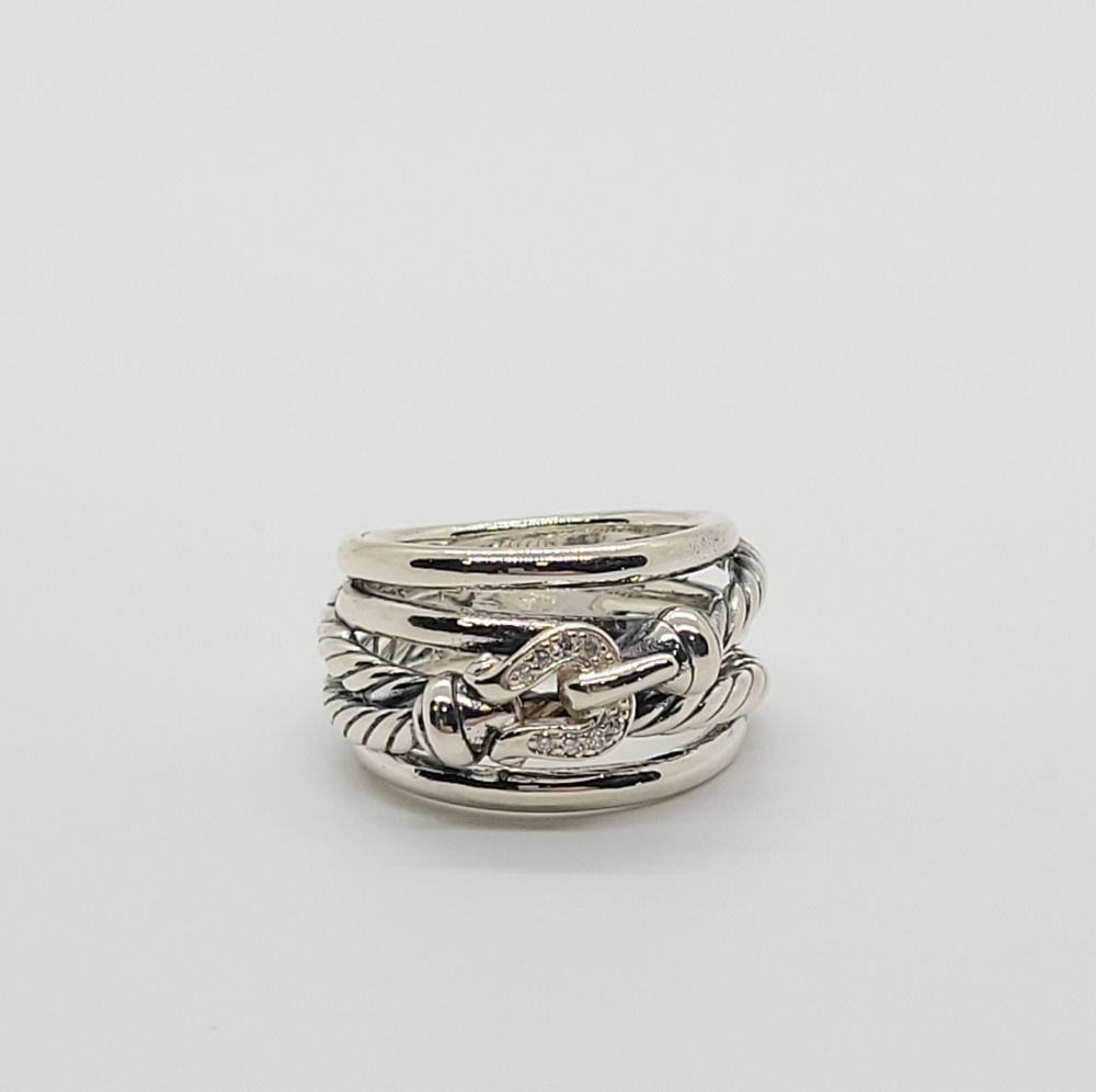 DAVID YURMAN BUCKLE RING W DIAMONDS 8.5